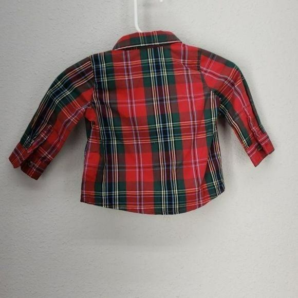 Crown & Ivy Plaid Red and Green Christmas Long Sleeve‎ Size 3-6 Months Shirt - Picture 7 of 7